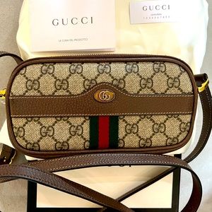 Authentic Gucci Ophidia Crossbody Bag GG Coated Canvas Mini